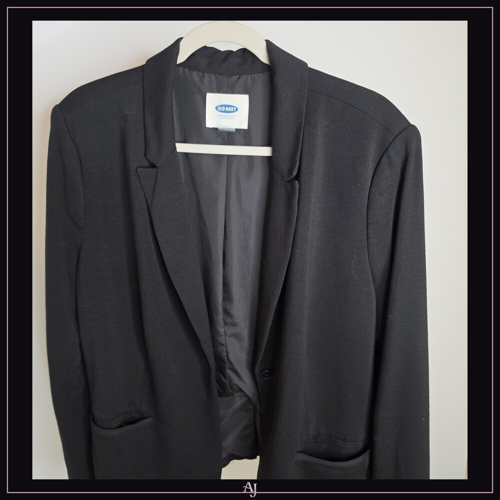 Old Navy Black Women's XXL Polyester Spandex Blazer Single Breasted